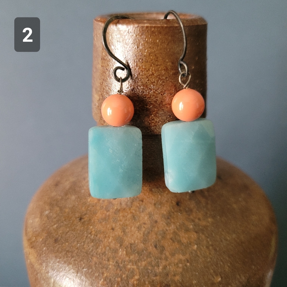 Vintage Handmade Glass/Gemstone Beads Earrings Price for One Pair Only